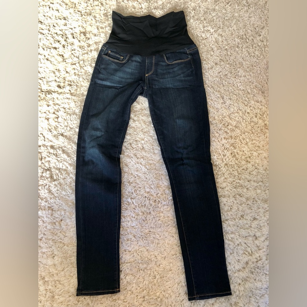 Paige dark wash skinny maternity jeans